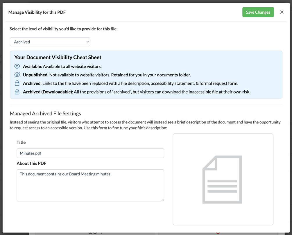 Managing PDF Visibility