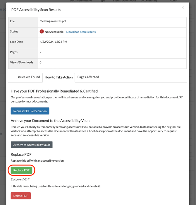 Replace PDF