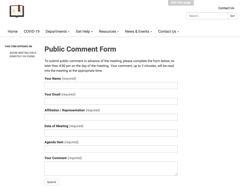 Building a comment page to solicit public feedback during the shutdown