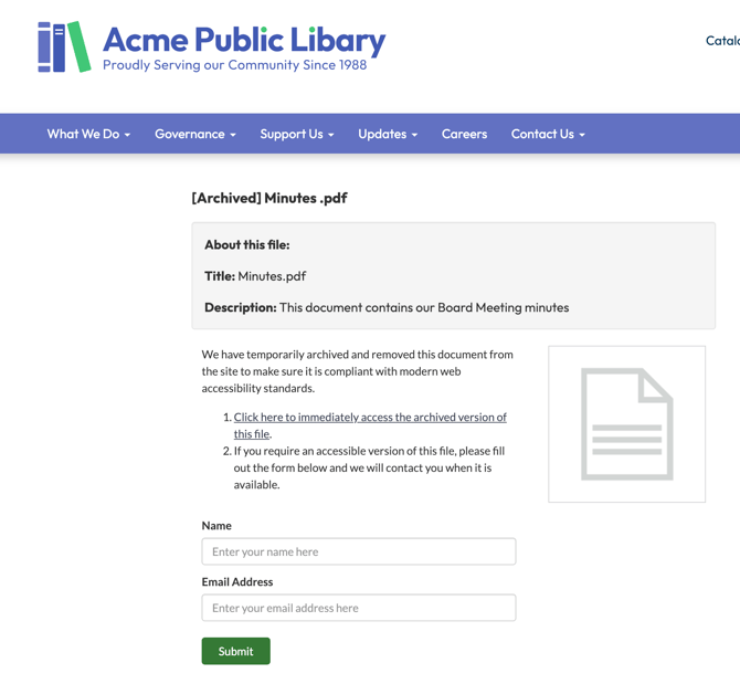 archived downloadable file view