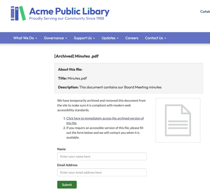 archived downloadable file view